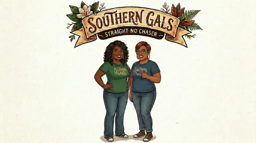 Illustration of Carmen and Felicia wearing Southern Gals T-shirts